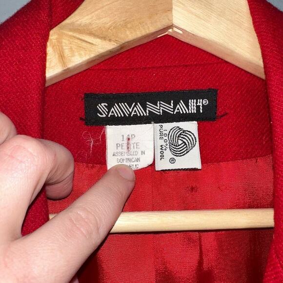 Vintage Savannah 100% Pure Wool Blazer Red Gold Hardware Size 14p - Picture 4 of 5